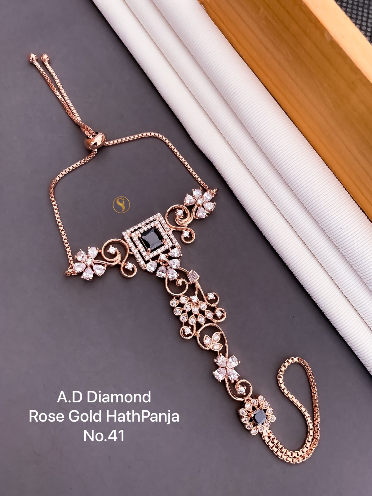 Designer Rose Gold AD Diamond Hath Panja Catalog

